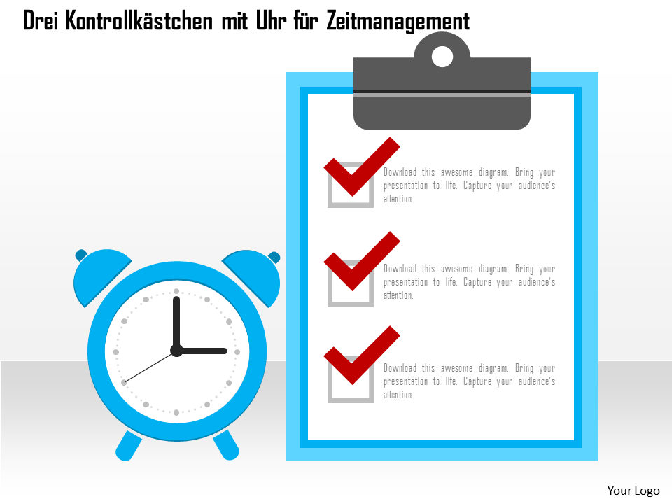 Drei Kontrollkästchen mit Uhr für Zeitmanagement Drei Kontrollkästchen mit Uhr für Zeitmanagement