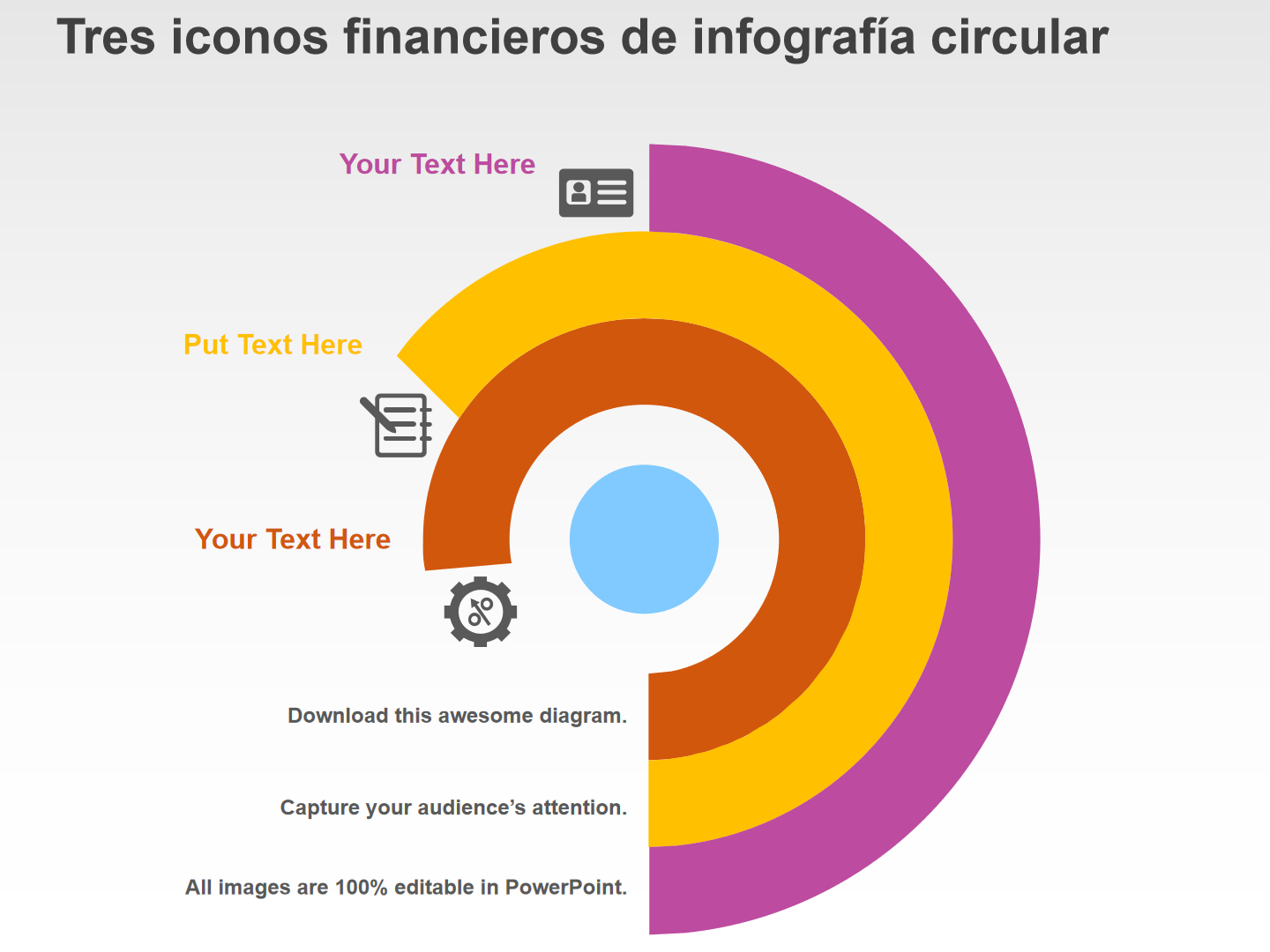 Tres iconos financieros de infograf&iacute;a circular