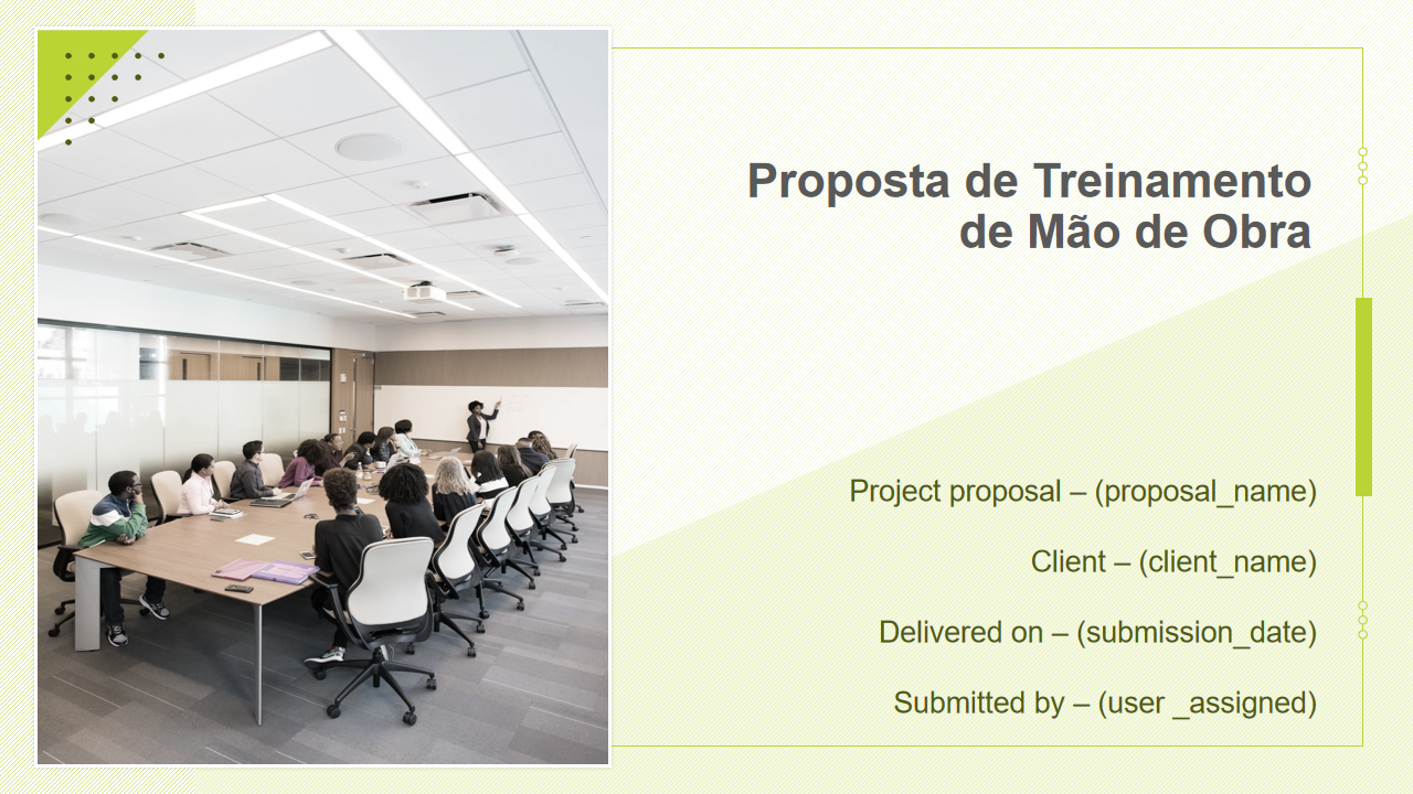 Proposta de Treinamento de Mão de Obra Proposta de Treinamento de Mão de Obra