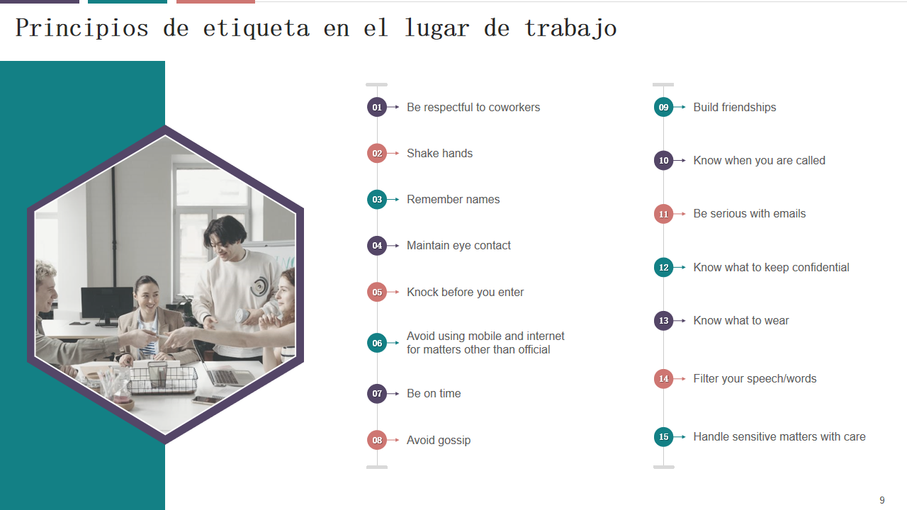 Principios de etiqueta en el lugar de trabajo Principios de etiqueta en el lugar de trabajo