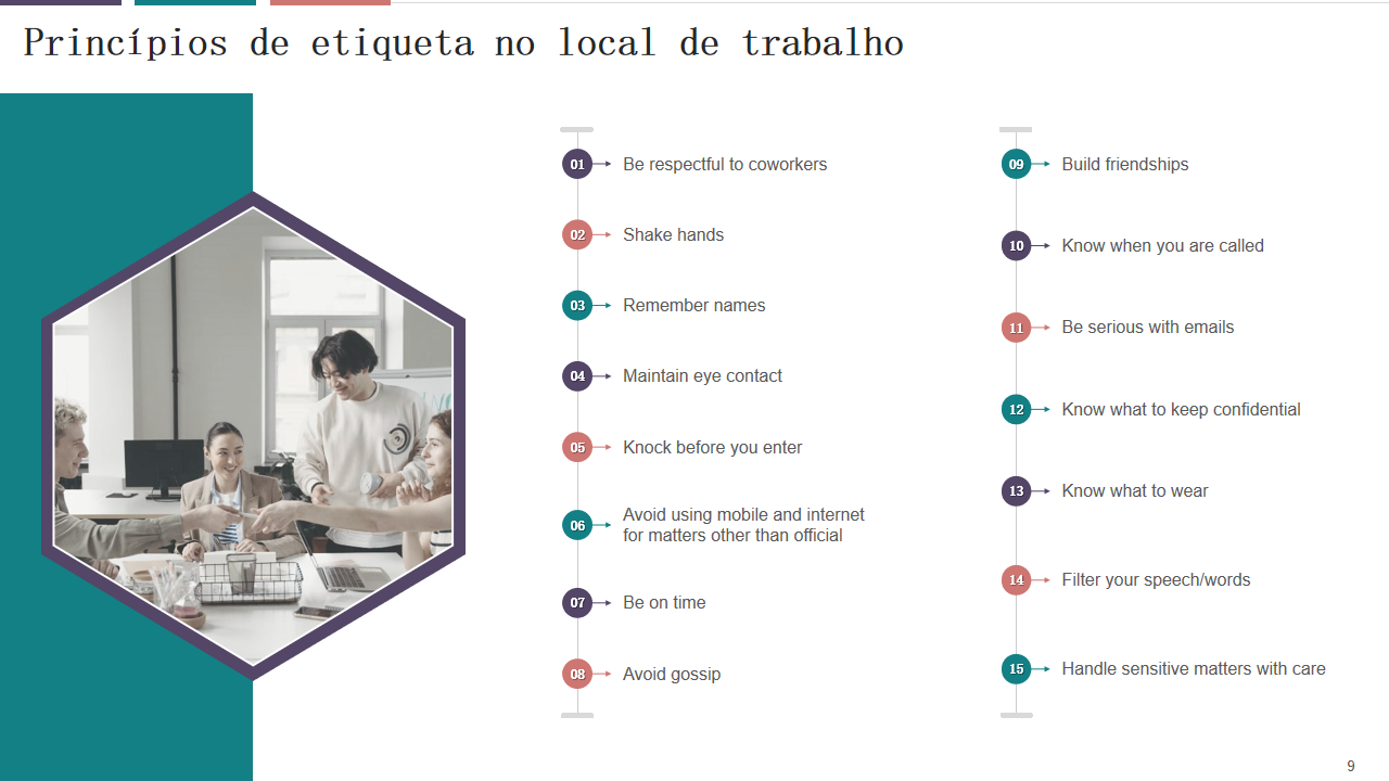 Princ&iacute;pios de etiqueta no local de trabalho