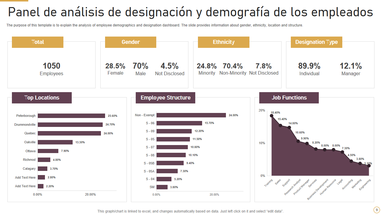 Panel de análisis de designación y demografía de los empleados Panel de análisis de designación y demografía de los empleados