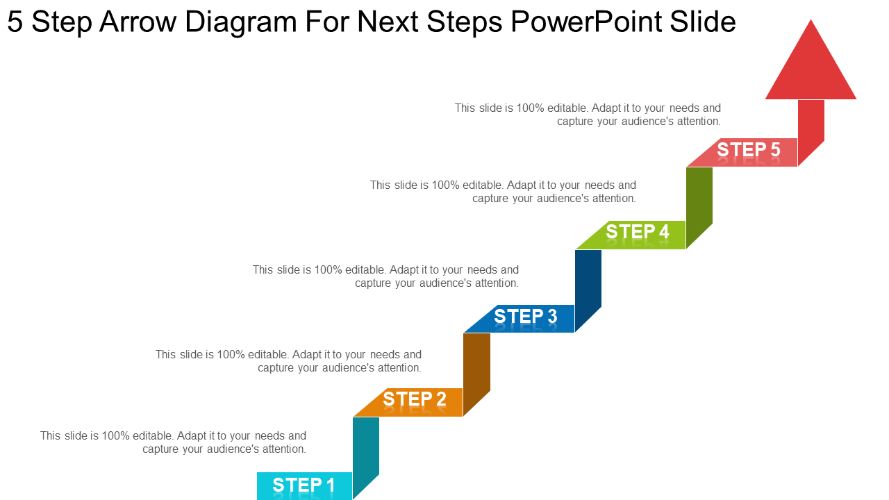 5 Step Arrow Diagram For Next Steps PowerPoint Slide