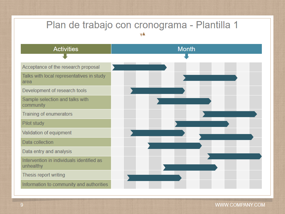 Plan de trabajo con cronograma - Plantilla 1