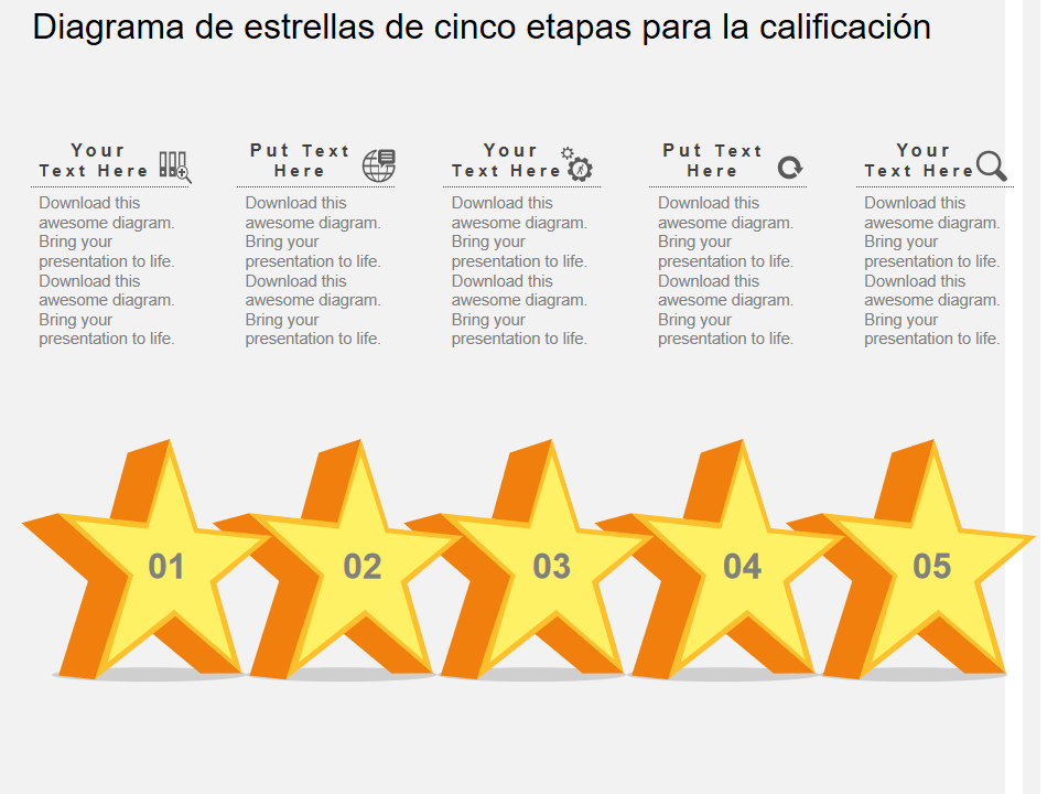 Diagrama de estrellas de cinco etapas para la calificación Diagrama de estrellas de cinco etapas para la calificación