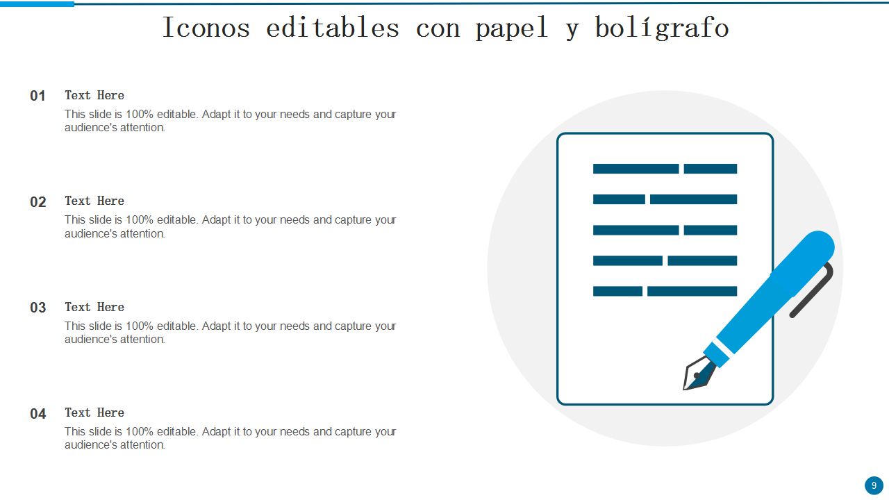  Iconos editables con papel y bol&iacute;grafo