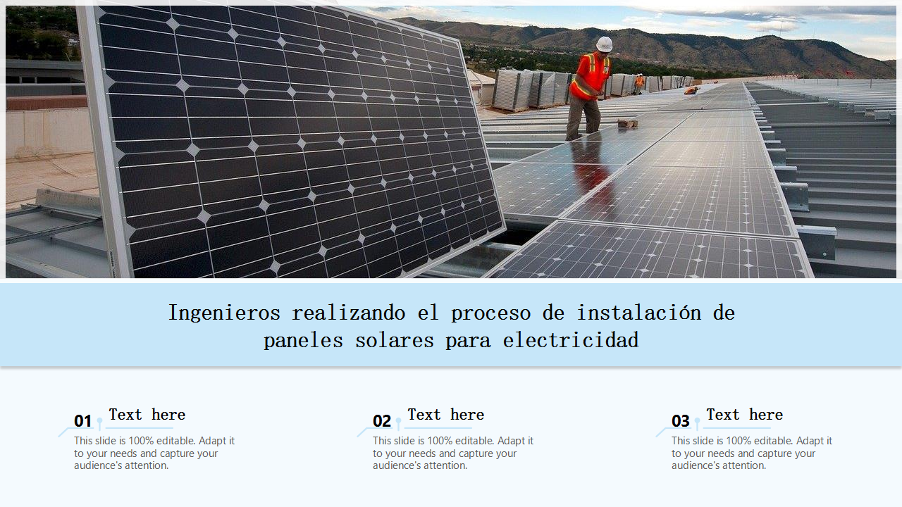 Ingenieros realizando el proceso de instalación de paneles solares para electricidad Ingenieros realizando el proceso de instalación de paneles solares para electricidad