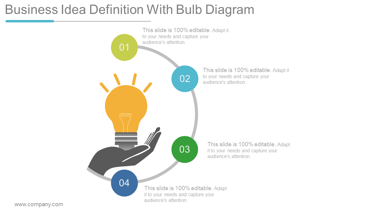 Business Idea Definition With Bulb Diagram