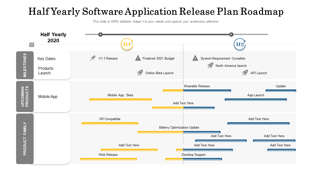 Half Yearly Software Application Release Plan Roadmap