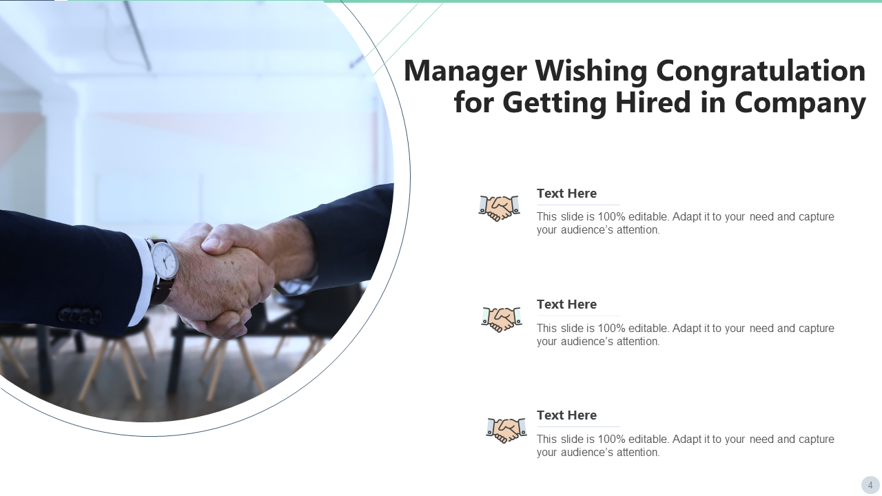 Manager Wishing Congratulation for Getting Hired in Company