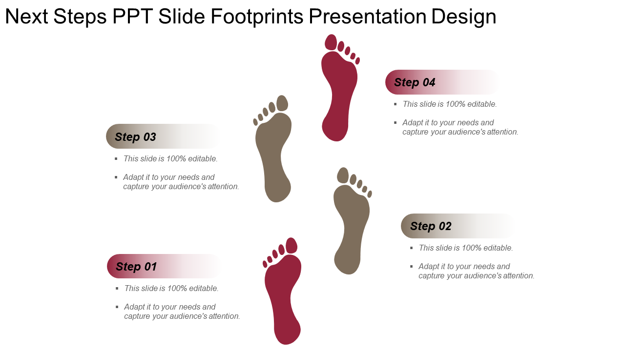 Next Steps PPT Slide Footprints Presentation Design