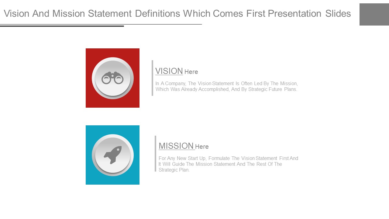 Vision And Mission Statement Definitions Which Comes First Presentation Slides