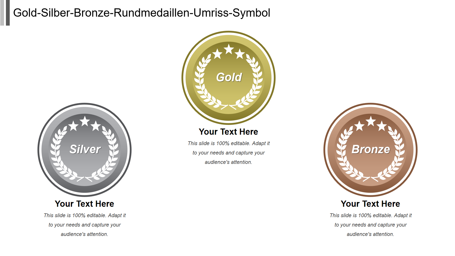 Gold-Silber-Bronze-Rundmedaillen-Umriss-Symbol Gold-Silber-Bronze-Rundmedaillen-Umriss-Symbol