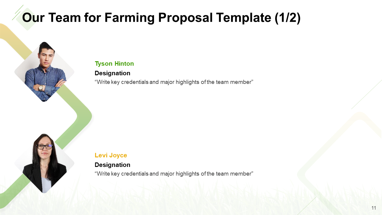 Our Team for Farming Proposal Template Our Team for Farming Proposal Template