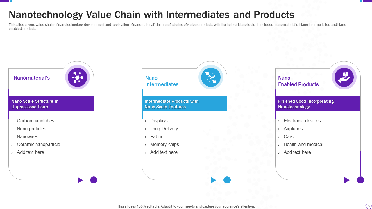 Nanotechnology Value Chain with Intermediates and Products
