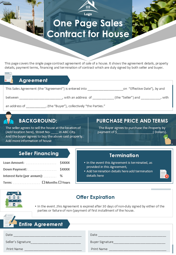 One Page Sales Contract for House One Page Sales Contract for House