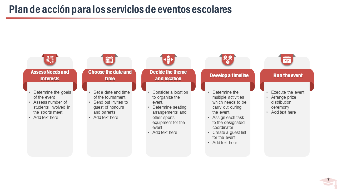 Plan de accion para los servicios de eventos escolares Plan de accion para los servicios de eventos escolares
