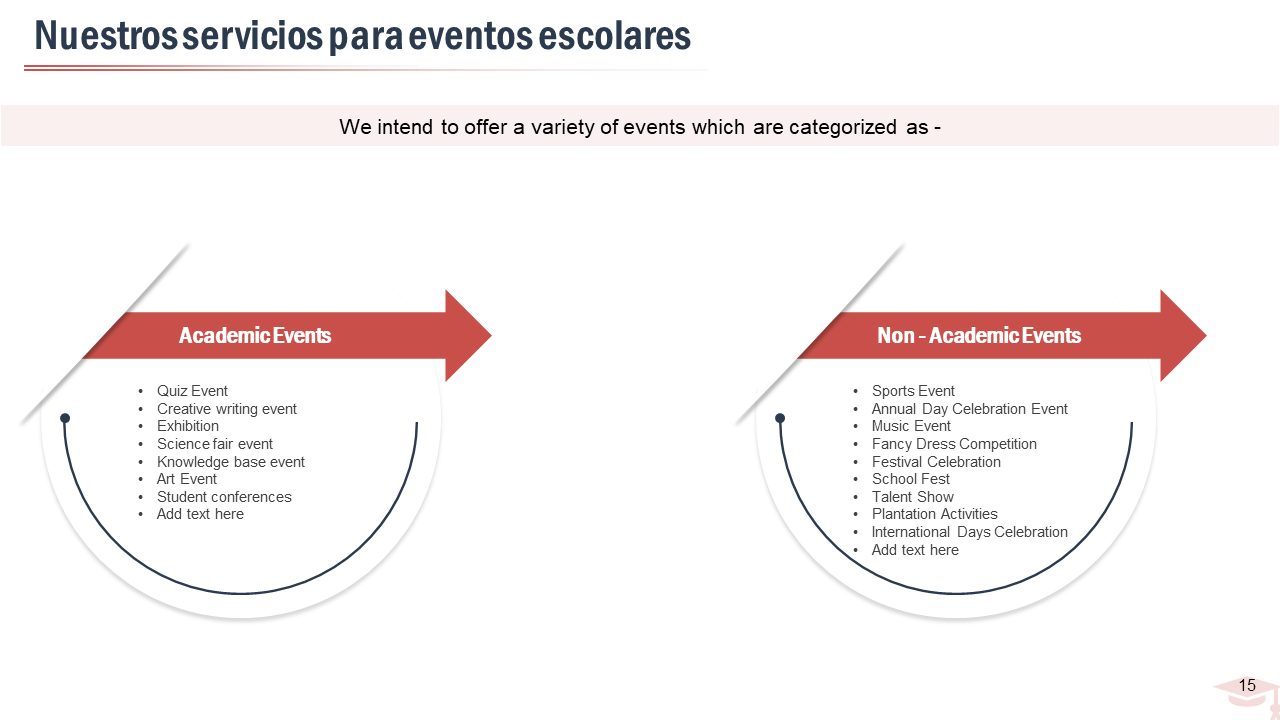Nuestros servicios para eventos escolares Nuestros servicios para eventos escolares