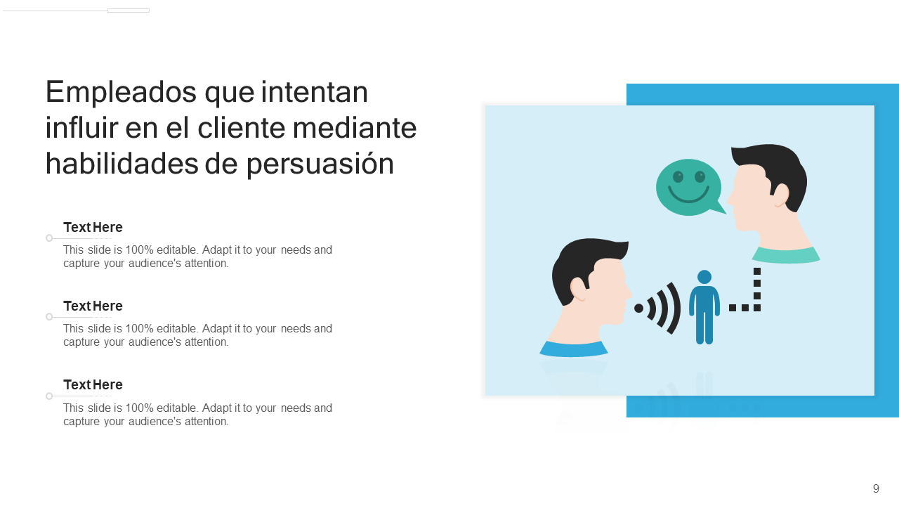 Empleados que intentan influir en el cliente mediante habilidades de persuasion Empleados que intentan influir en el cliente mediante habilidades de persuasion