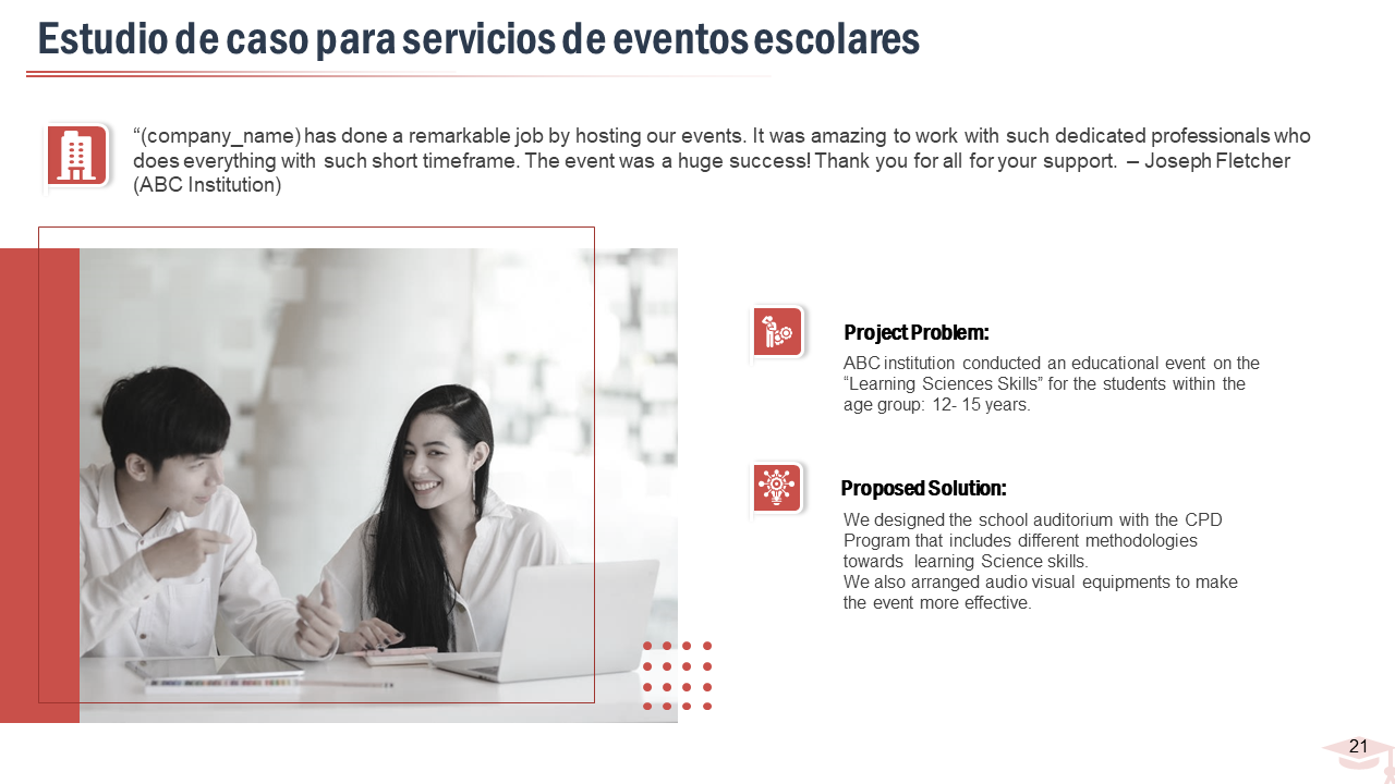 Estudio de caso para servicios de eventos escolares Estudio de caso para servicios de eventos escolares