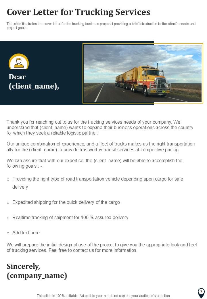 cover letter for trucking services