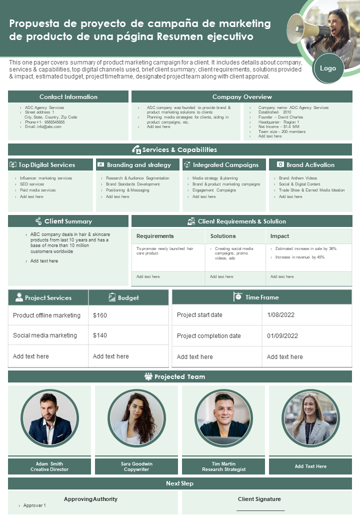 Propuesta de proyecto de campana de marketing de producto de una pagina Resumen ejecutivo Propuesta de proyecto de campana de marketing de producto de una pagina Resumen ejecutivo