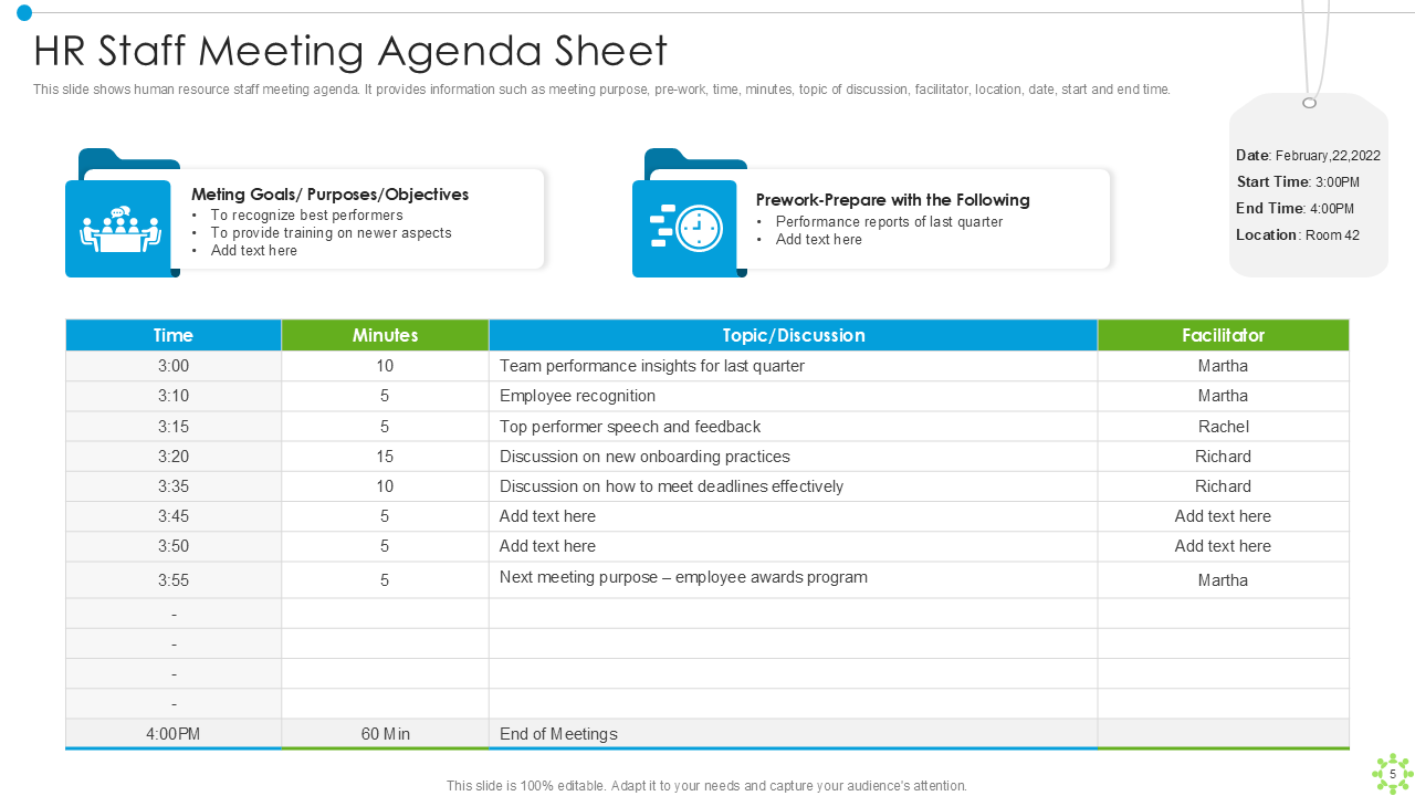 hr staff meeting agenda sheet