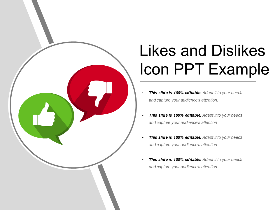 likes_and_dislikes_icon_ppt_example_slide_1