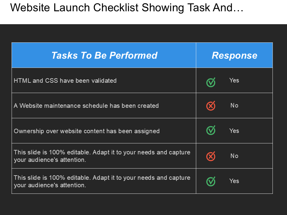 website launch checklist showing task and website launch checklist showing task and