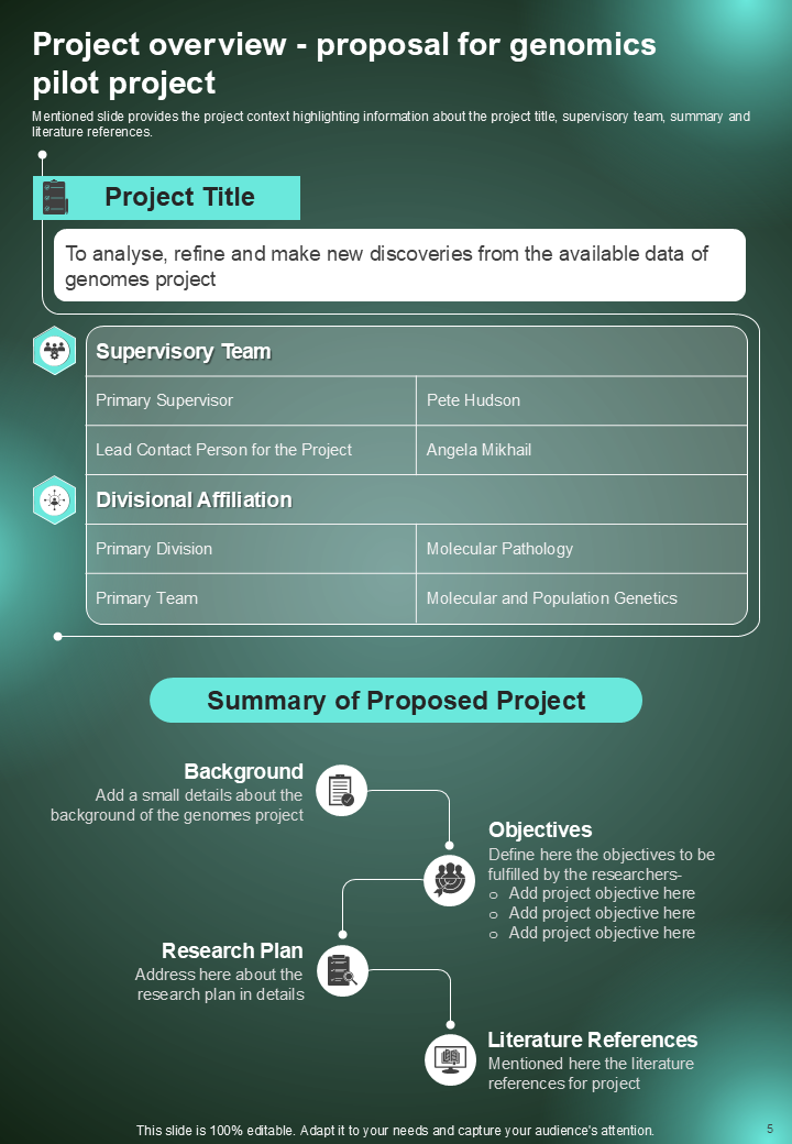 Project overview proposal for genomics pilot project