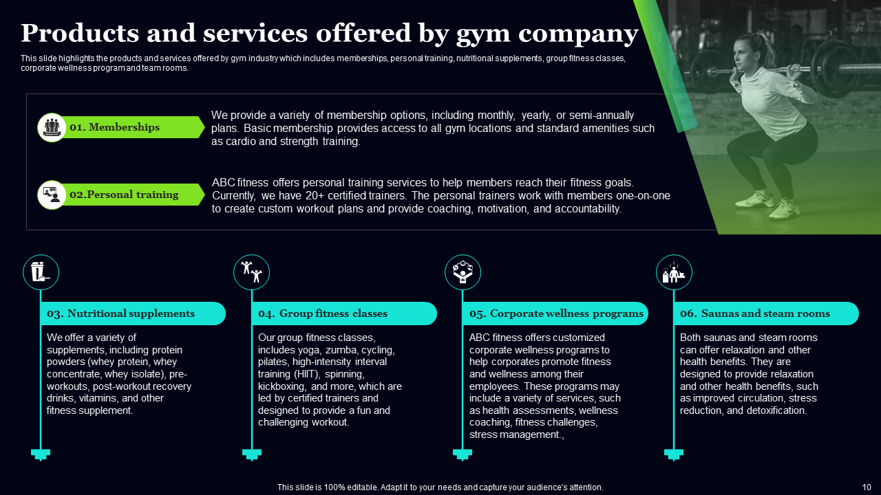 products and services offered by gym company 1 products and services offered by gym company 1
