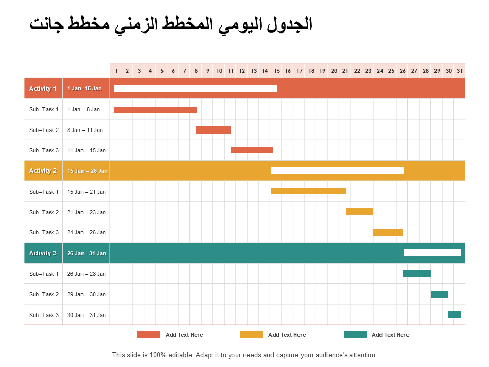 الجدول اليومي المخطط الزمني مخطط جانت