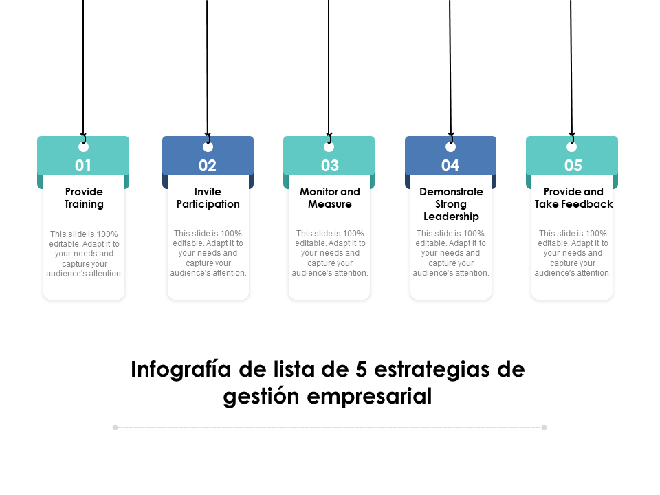 Infografía de lista de 5 estrategias de gestión empresarial Infografía de lista de 5 estrategias de gestión empresarial