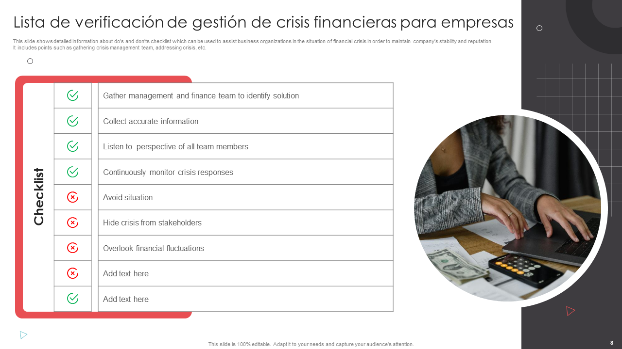 Lista de verificación de gestión de crisis financieras para empresas Lista de verificación de gestión de crisis financieras para empresas