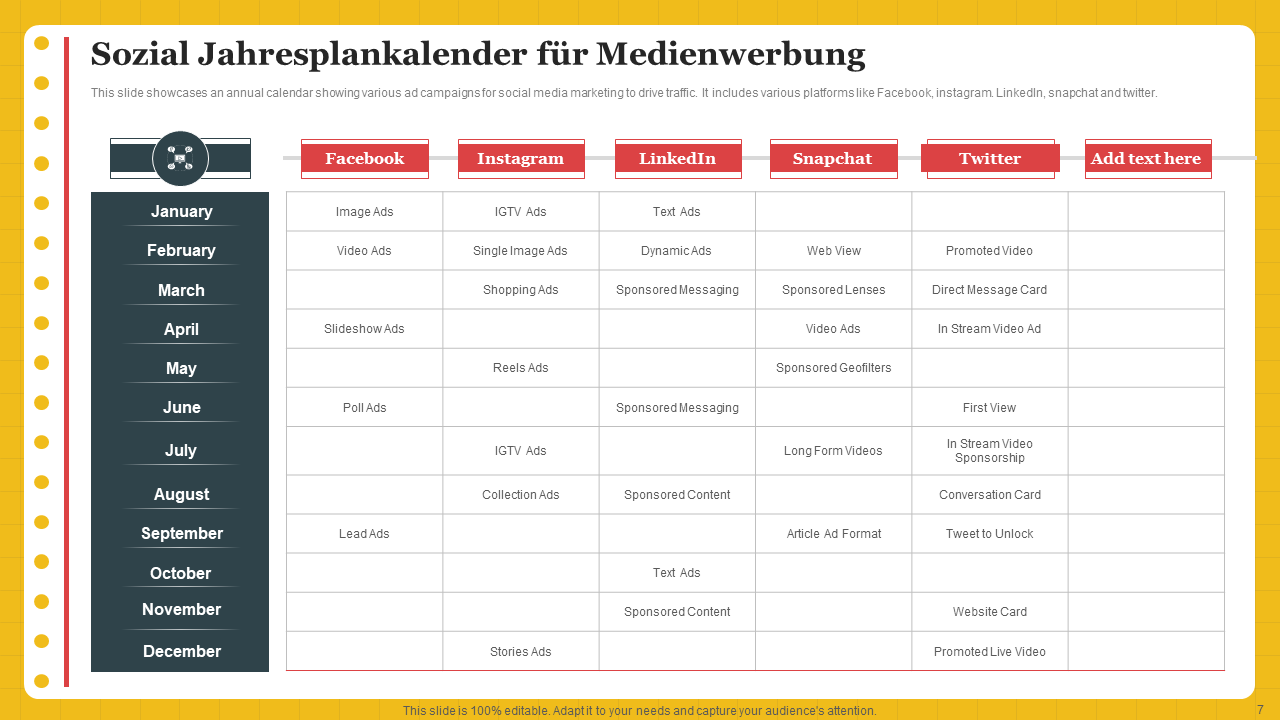 Sozial Jahresplankalender für Medienwerbung Sozial Jahresplankalender für Medienwerbung