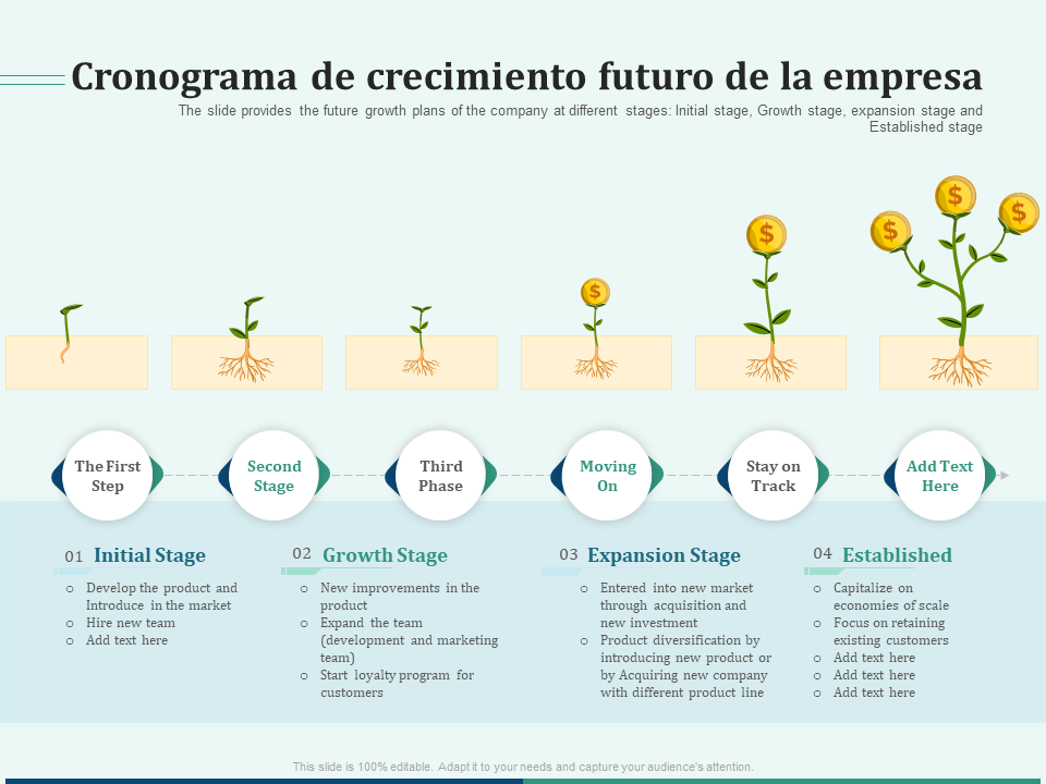 Cronograma de crecimiento futuro de la empresa Cronograma de crecimiento futuro de la empresa