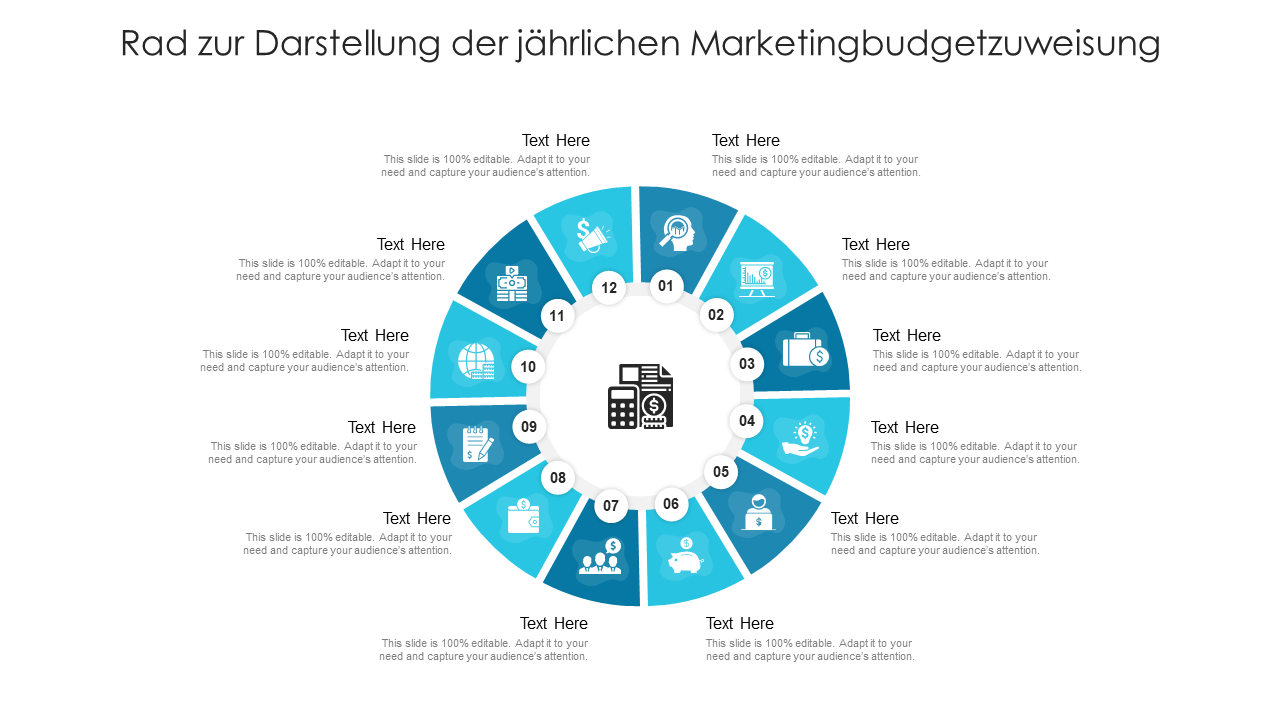 Rad zur Darstellung der jährlichen Marketingbudgetzuweisung Rad zur Darstellung der jährlichen Marketingbudgetzuweisung