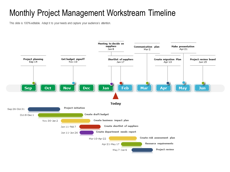 monthly_project_management_workstream_timeline_slide_1 monthly_project_management_workstream_timeline_slide_1