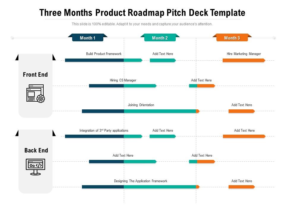 Three Months Product Roadmap Pitch Deck Template 