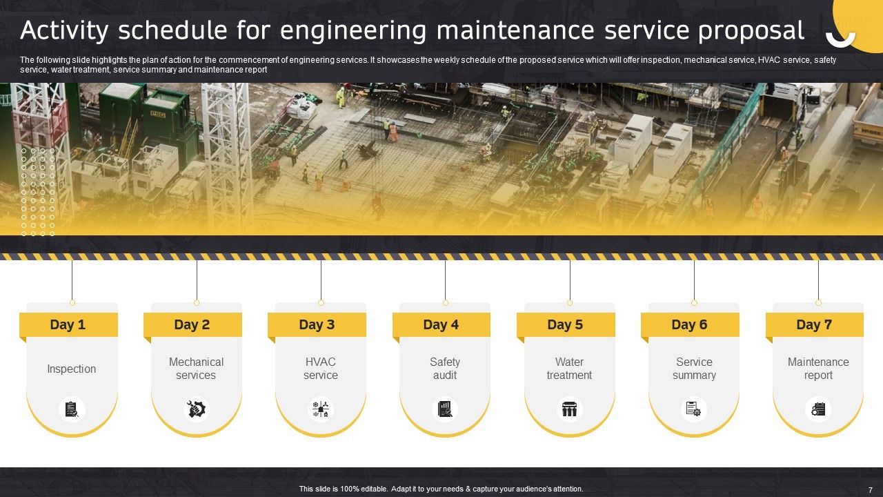 Activity Schedule for Engineering Maintenance Service Proposal