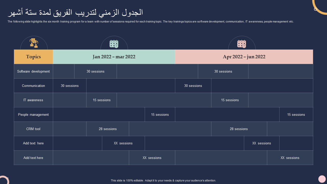 الجدول الزمني لتدريب الفريق لمدة ستة أشهر الجدول الزمني لتدريب الفريق لمدة ستة أشهر