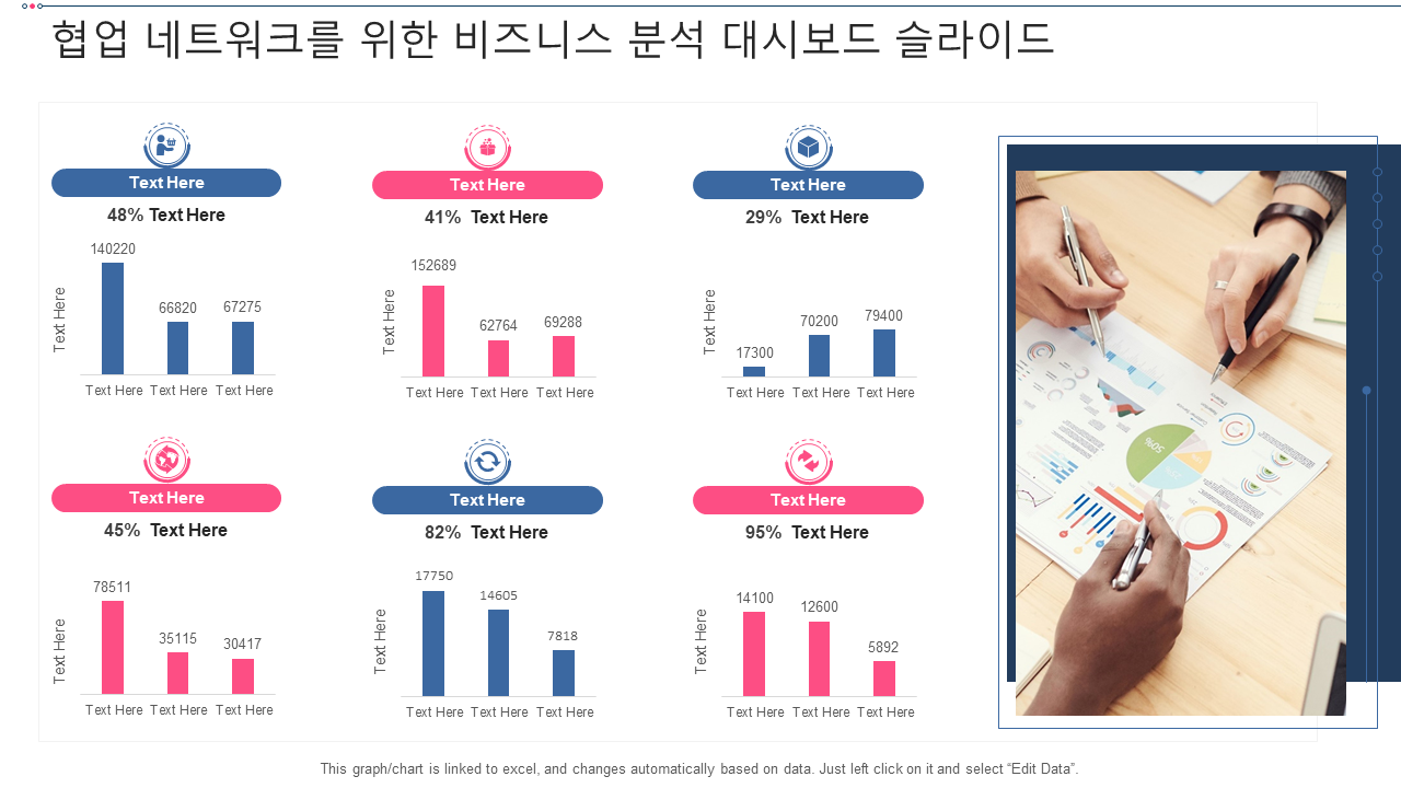 협업 네트워크를 위한 비즈니스 분석 대시보드 슬라이드