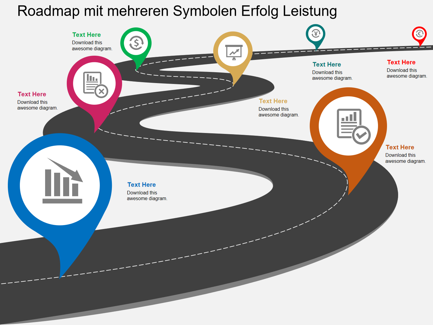 Roadmap mit mehreren Symbolen Erfolg Leistung