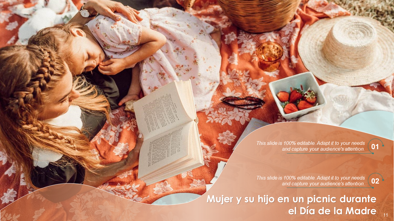 Mujer y su hijo en un picnic durante el Dia de la Madre
