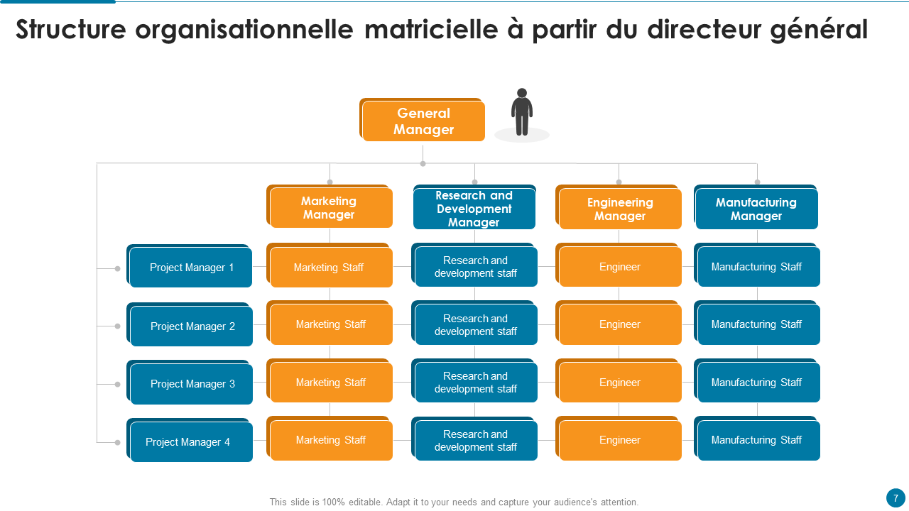 Structure organisationnelle matricielle a partir du directeur general