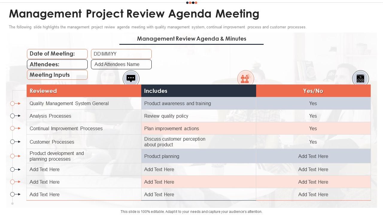 Management Project Review Agenda Meeting Management Project Review Agenda Meeting
