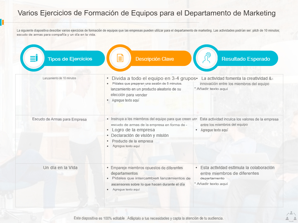 Diversos ejercicios de team building para el departamento de marketing Diversos ejercicios de team building para el departamento de marketing