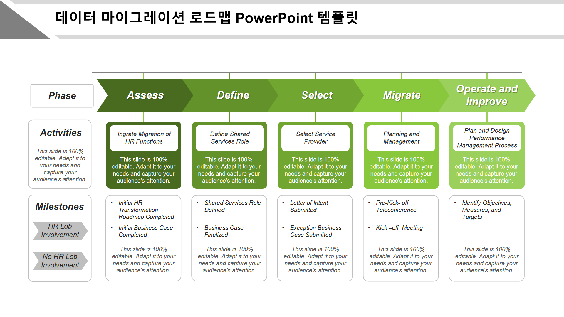 데이터 마이그레이션 로드맵 PowerPoint 템플릿