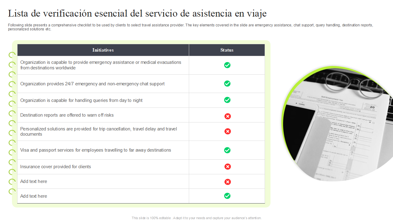 Lista de verificacion esencial del servicio de asistencia en viaje Lista de verificacion esencial del servicio de asistencia en viaje
