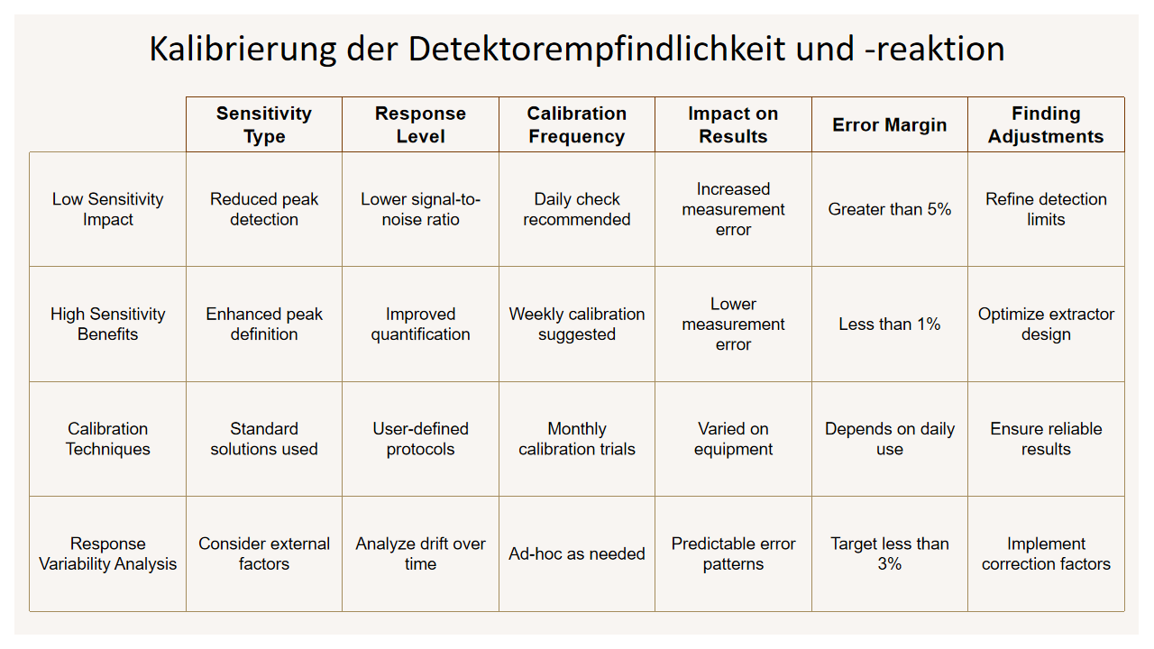 Kalibrierung der Detektorempfindlichkeit und reaktion